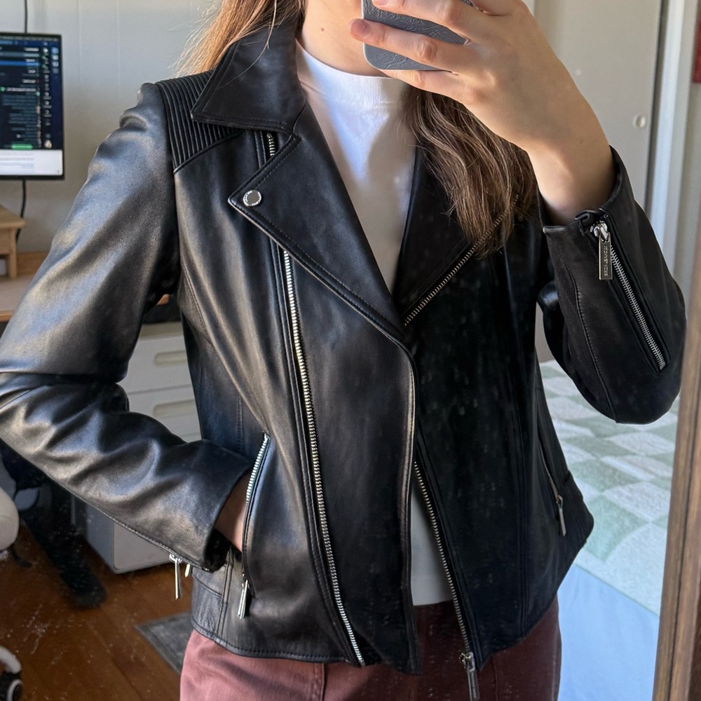 Black Genuine Leather Jacket with Zipper